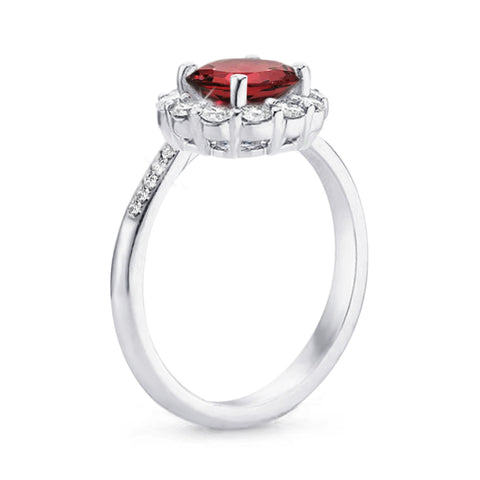Samie Collection 1.5ctw Garnet Red CZ Flower Halo Engagement Rings