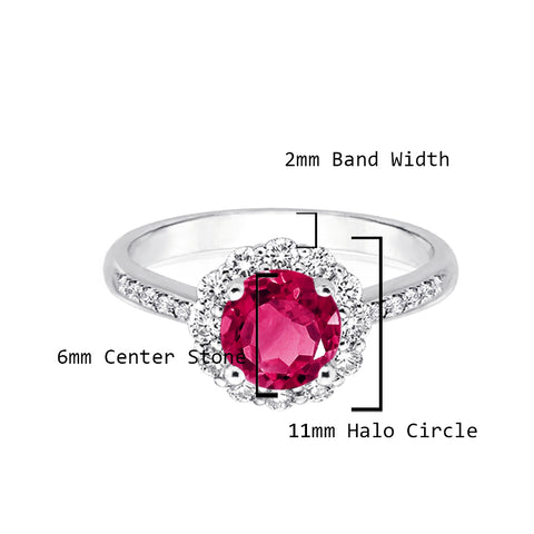 Samie Collection 1.5ctw Tourmaline Pink CZ Flower Halo Engagement Rings