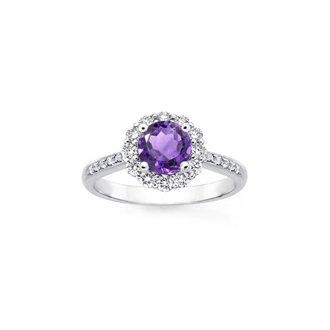 1.5ctw Alexandrite Lavender CZ Flower Halo Engagement Rings