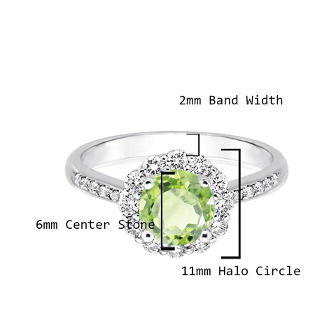 Samie Collection 1.5ctw Peridot Green CZ Flower Halo Engagement Rings