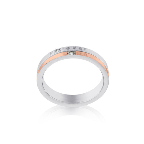 2Tone Stainless Steel CZ Wedding Band Ring
