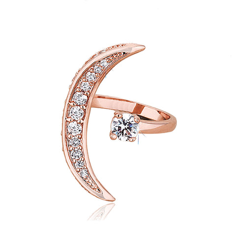 Moon & Star Ring with CZ