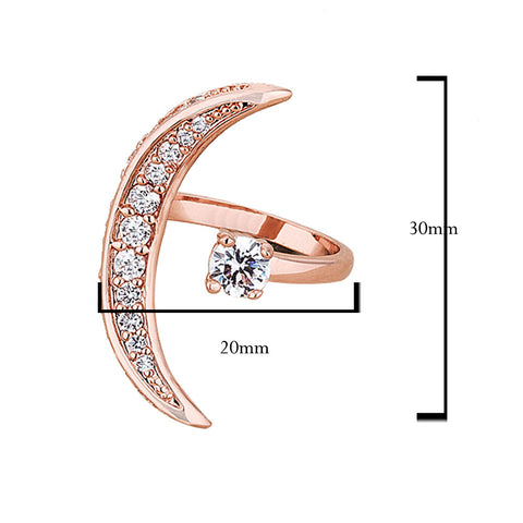 Samie Collection Moon & Star Ring with CZ in Rose Gold / Rhodium Plating
