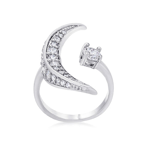 Samie Collection Moon & Star Ring with CZ in Rose Gold / Rhodium Plating