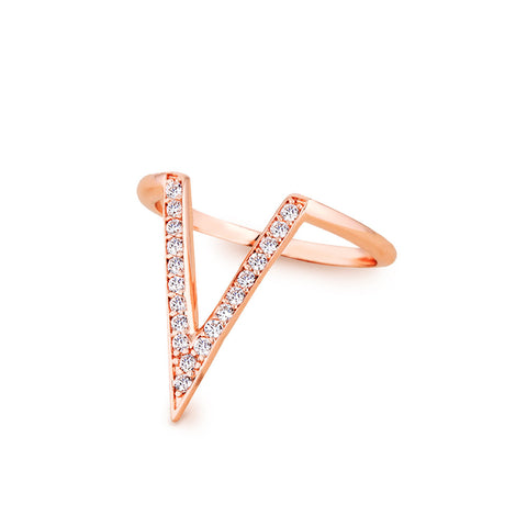 Samie Collection Pavé CZ Delta Ring in Rose Gold / Rhodium Plating