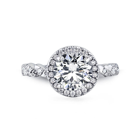Samie Collection Rhodium Plated 2.34ctw Round CZ Vintage Halo Engagement Ring