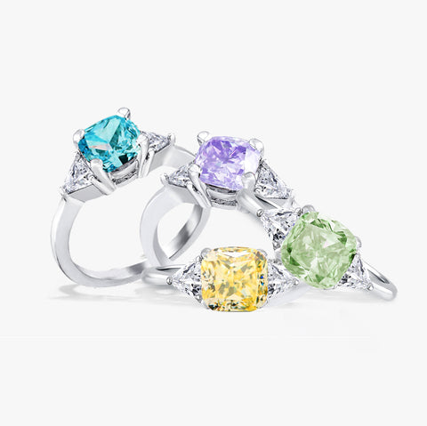 1.74ctw Cushion CZ 3-Stone Ring