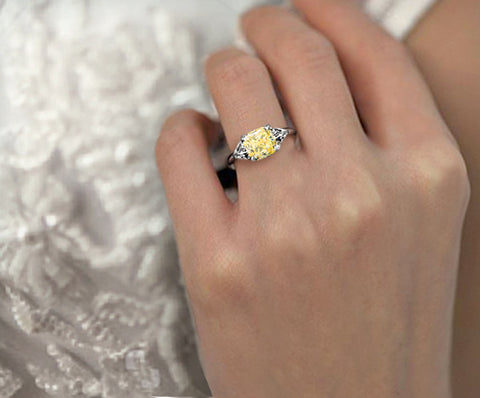 1.74ctw Cushion CZ 3-Stone Ring