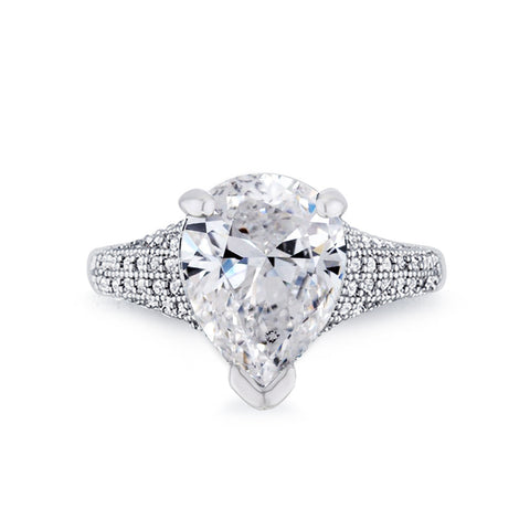 Samie Collection Rhodium Plated 5.82ctw Pear CZ Solitaire Engagement Ring