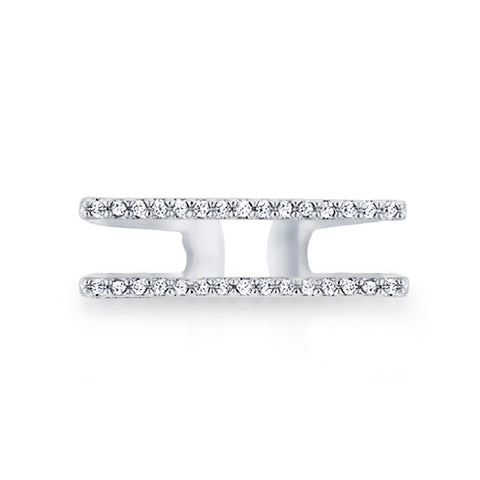 Samie Collection Rhodium Plated Pavé CZ Open Duo Band Ring 6.5mm