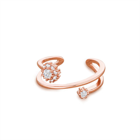 Samie Collection Swirl Ring with 0.25ctw CZ in Rose Gold Plating