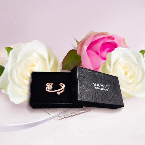 Samie Collection Swirl Ring with 0.25ctw CZ in Rose Gold Plating in Jewelry Box