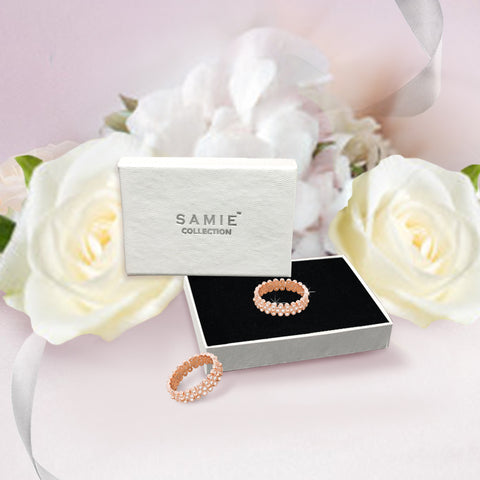 Samie Collection 1ctw CZ Wedding Bands in Rose Gold / Rhodium Plating, 5mm 