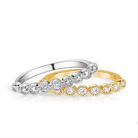Milgrain Eternity CZ Wedding Ring in Gold Plating