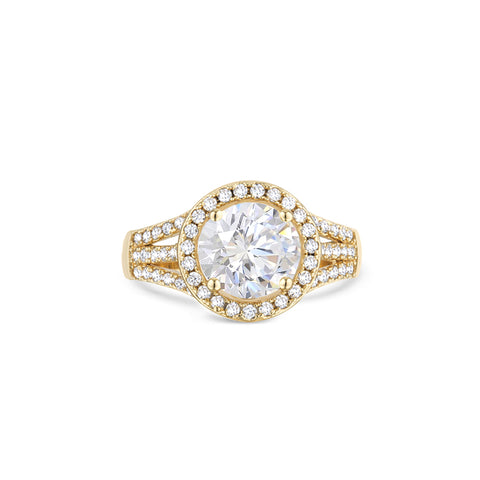 2.43ctw CZ Halo Engagement Ring in Gold Plating