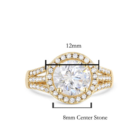 Samie Collection 2.43ctw CZ Halo Engagement Ring in Gold Plating