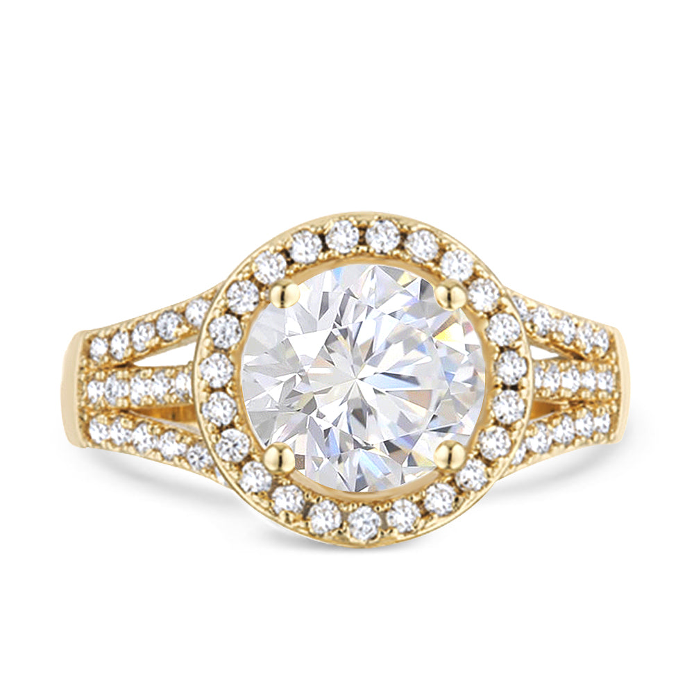 2.43ctw CZ Halo Engagement Ring in Gold Plating