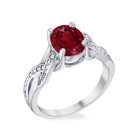 Samie Collection Engagement Ring with 2.02ctw Oval CZ in Rhodium Plating