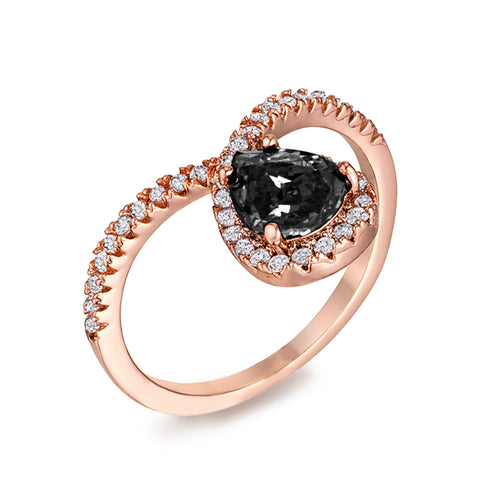 Samie Collection 1.2ctw Pear Onix CZ Chevron Ring in Rose Gold Plating