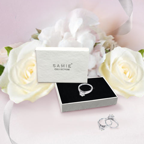 Samie Collection 1.48ctw Round CZ Solitaire Harmony Wedding Engagement Ring in Rhodium Plating