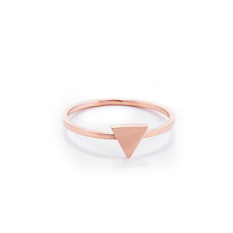 Stainless Steel Triangle Stackable Ring in Rose Gold Plating, 1 mm Band