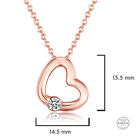 Samie Collection Swarovski® Crystal Open Heart Pendant Necklace in Rose Gold Plating, 16-18"