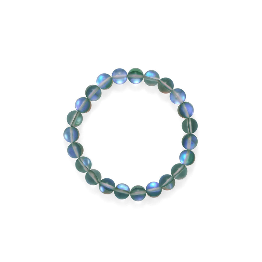 Grey Iridescent Colorful 8.5mm Round Bead Stretch Bracelet Grey Iridescent Colorful 8.5mm Round Bead Stretch Bracelet